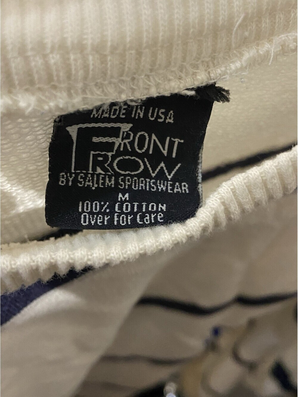 Mens FRONT ROW White Striped Vintage Dallas Cowboys Embroidered Sweatshirt Sz M - Picture 3 of 4